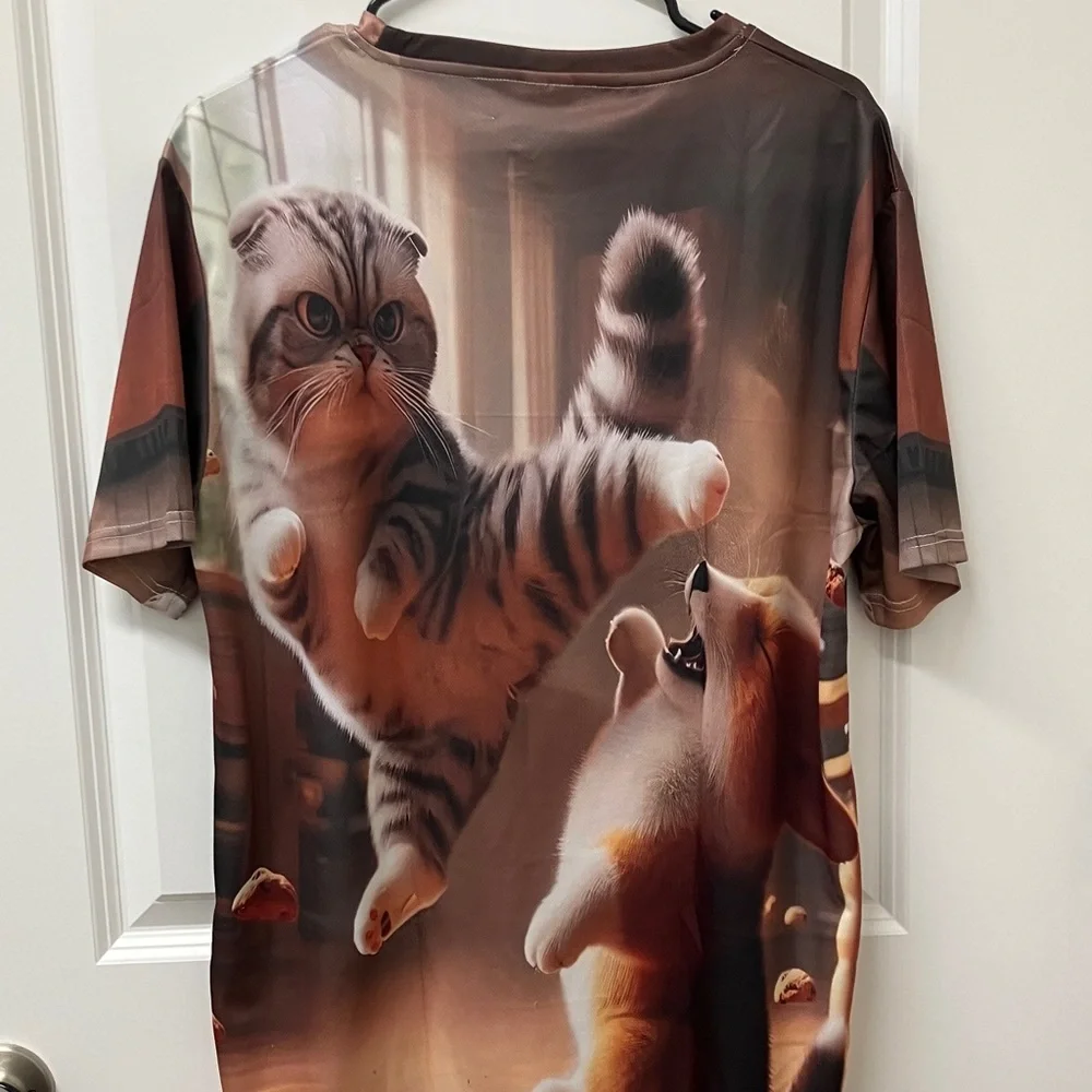 NWT Men's Cat and Dog Ninja Graphic T-Shirt, Short Sleeve, Various Sizes